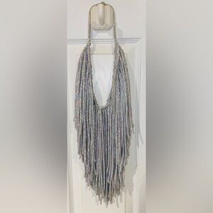 Iridescent, Lycra long tassel necklace
